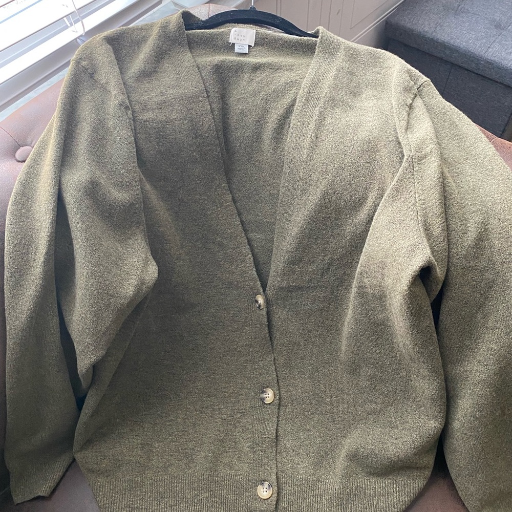 Olive Green Women's Cardigan Sweater
